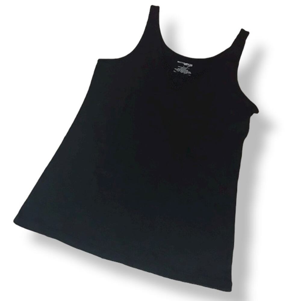 Nottiblanche Lounge‎ Womens Tank Top Size Large Black Lace Trim NEW